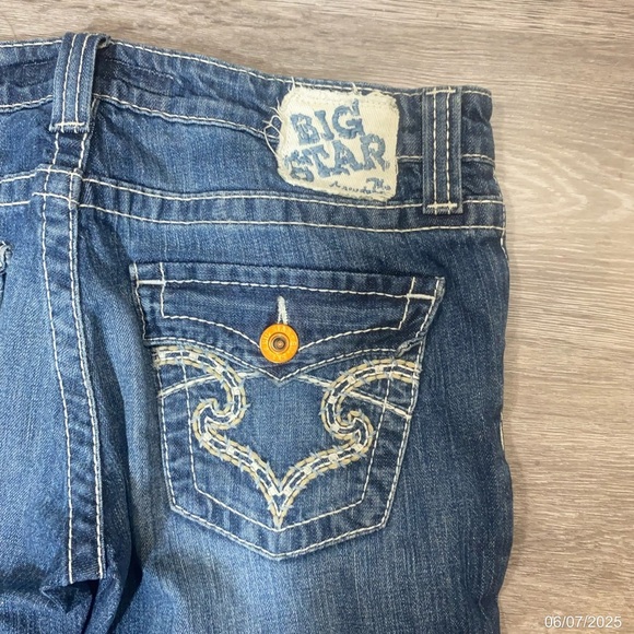 Big Star Casey Bootcut Jeans 28R Embroidered Pockets Low Rise Stretch Denim - Picture 6 of 12